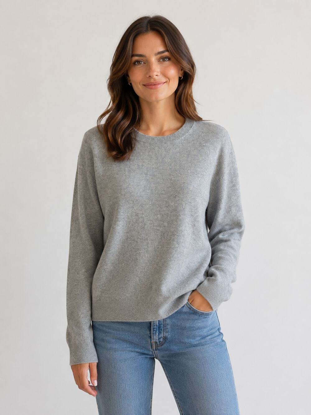Uniqlo grey cashmere sweater Large cozy preppy soft